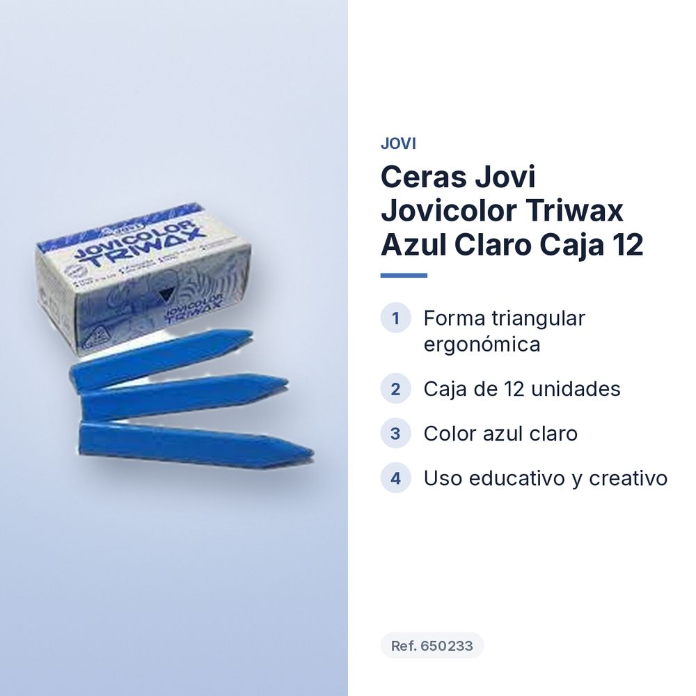 CERAS JOVI JOVICOLOR TRIWAX AZUL CLARO CAJA 12 - características principales