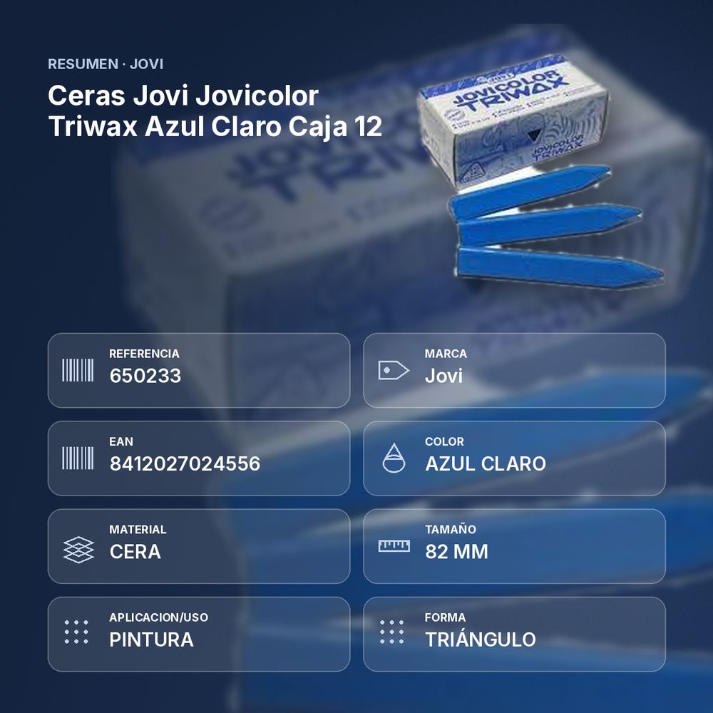 CERAS JOVI JOVICOLOR TRIWAX AZUL CLARO CAJA 12 - resumen de atributos