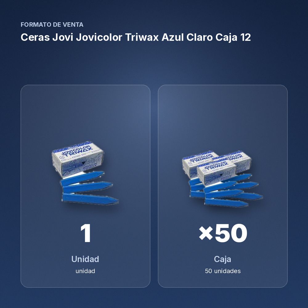 CERAS JOVI JOVICOLOR TRIWAX AZUL CLARO CAJA 12 - formato de venta: caja de 50