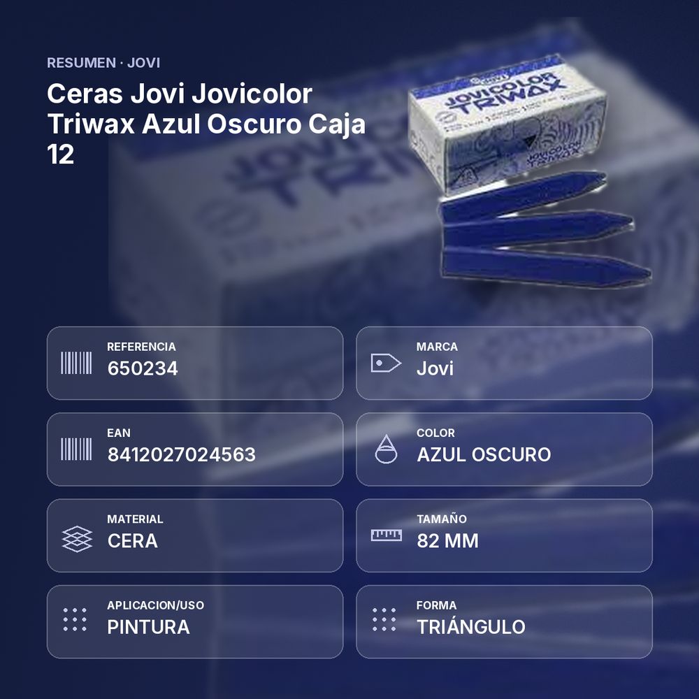 CERAS JOVI JOVICOLOR TRIWAX AZUL OSCURO CAJA 12 - resumen de atributos