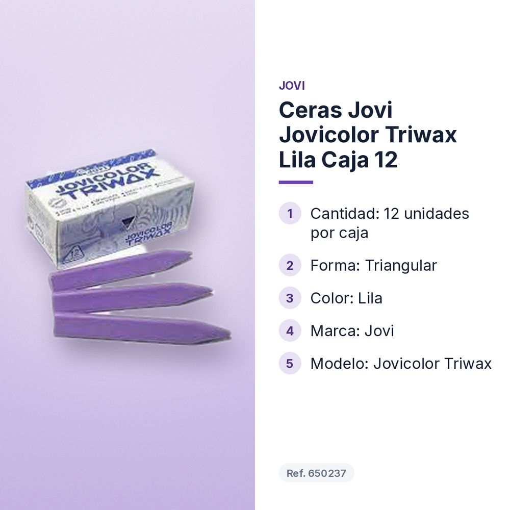 CERAS JOVI JOVICOLOR TRIWAX LILA CAJA 12 - características principales