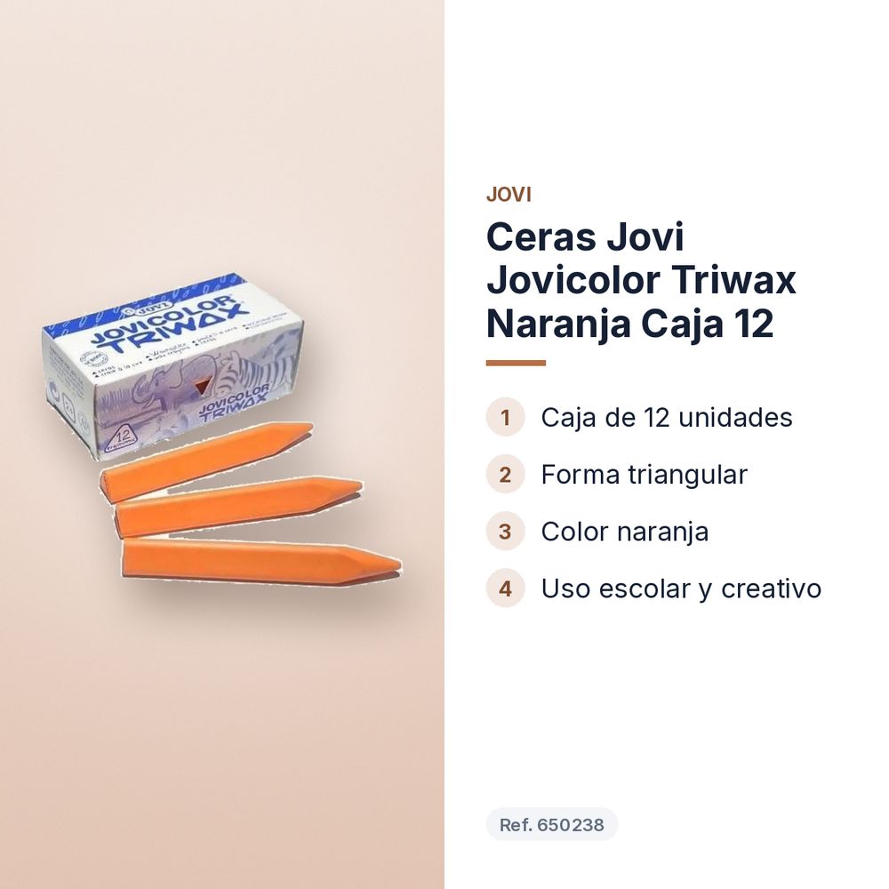 CERAS JOVI JOVICOLOR TRIWAX NARANJA CAJA 12  - características principales