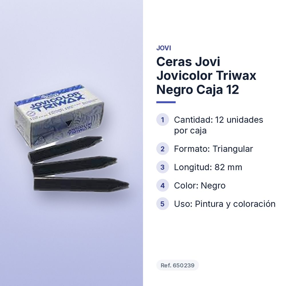 CERAS JOVI JOVICOLOR TRIWAX NEGRO CAJA 12  - características principales