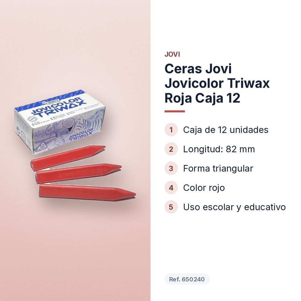 CERAS JOVI JOVICOLOR TRIWAX ROJA CAJA 12  - características principales