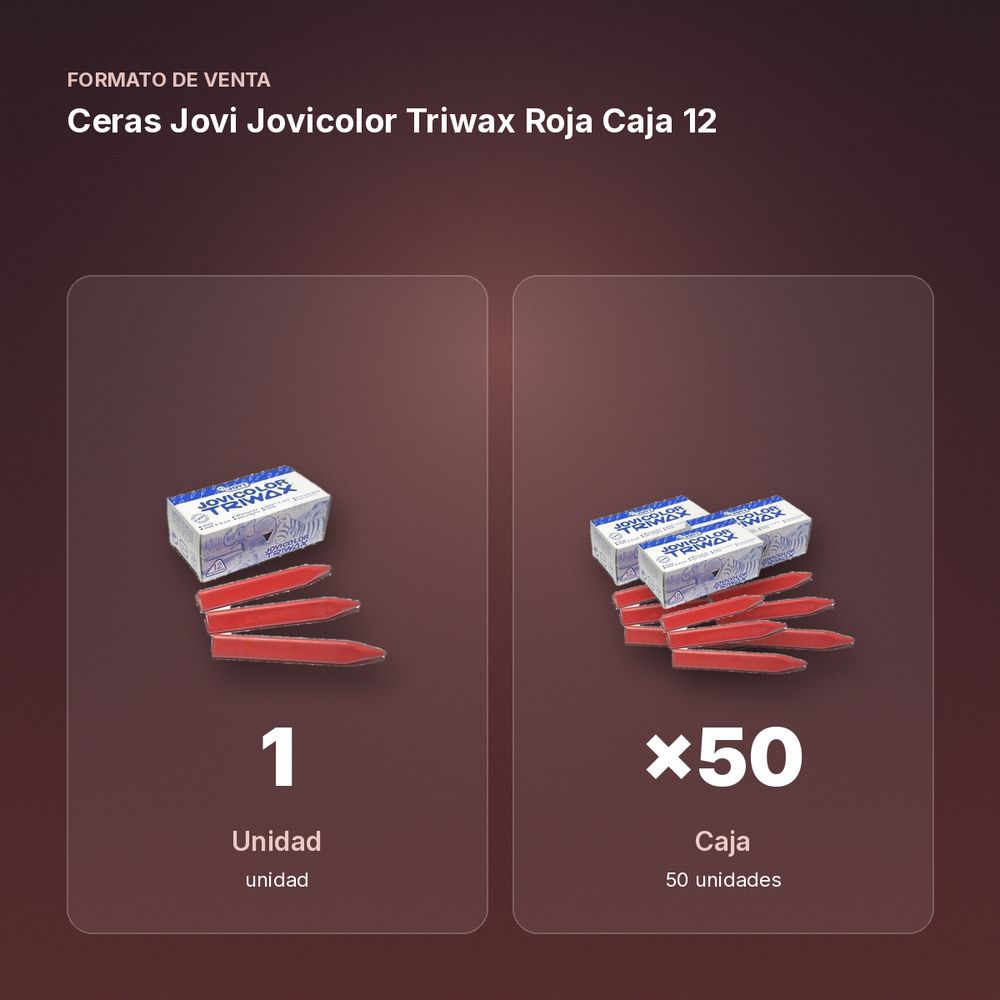 CERAS JOVI JOVICOLOR TRIWAX ROJA CAJA 12  - formato de venta: caja de 50