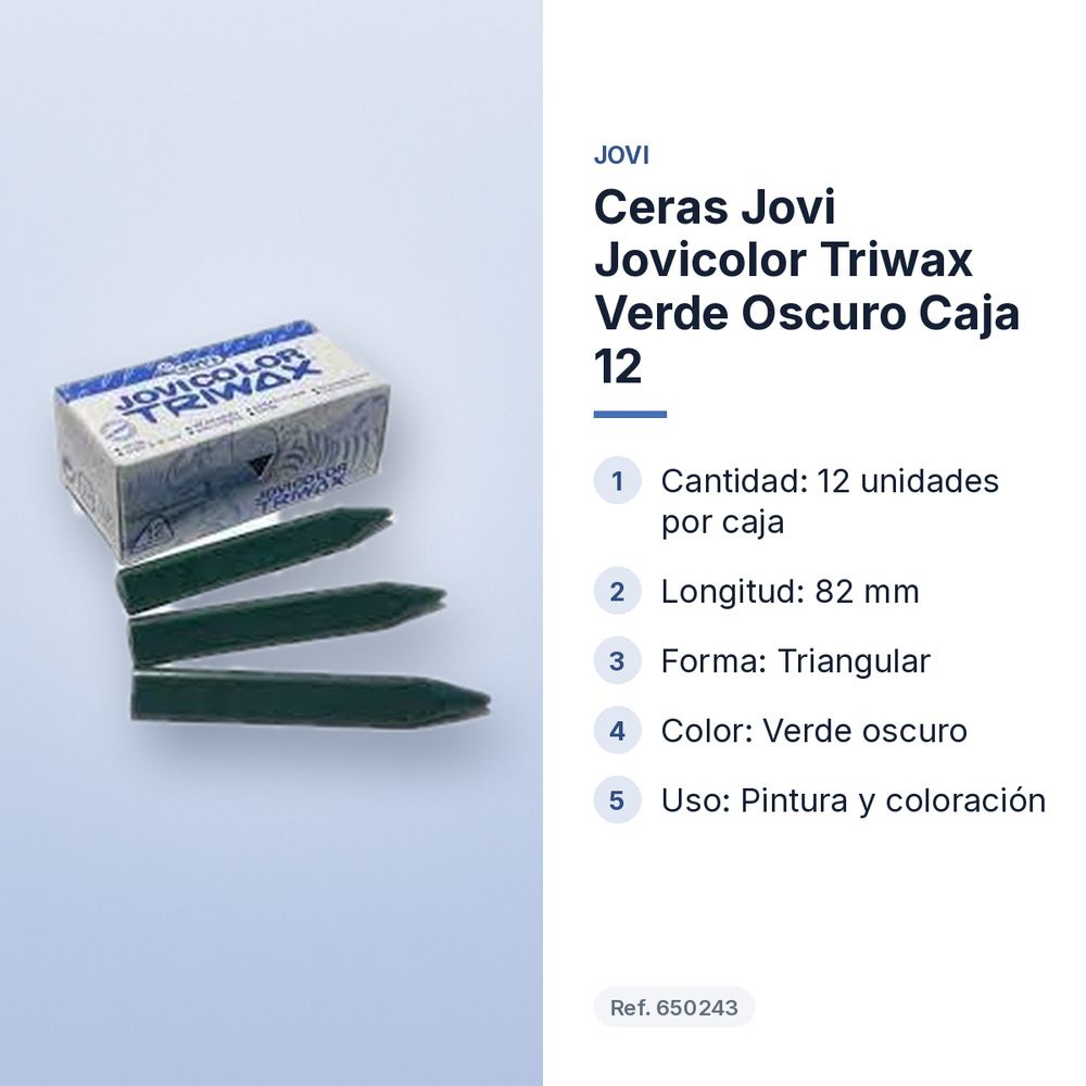 CERAS JOVI JOVICOLOR TRIWAX VERDE OSCURO CAJA 12 - características principales