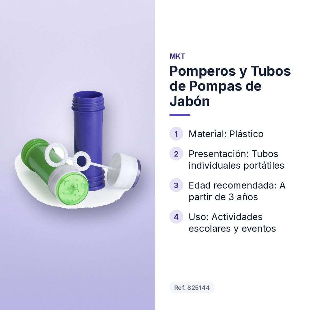 POMPEROS Y TUBOS DE POMPAS DE JABÓN - características principales