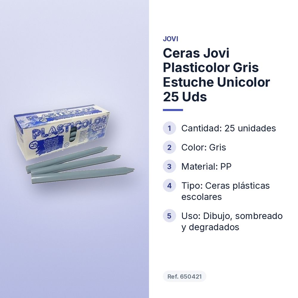 CERAS JOVI PLASTICOLOR GRIS ESTUCHE UNICOLOR 25 UDS - características principales