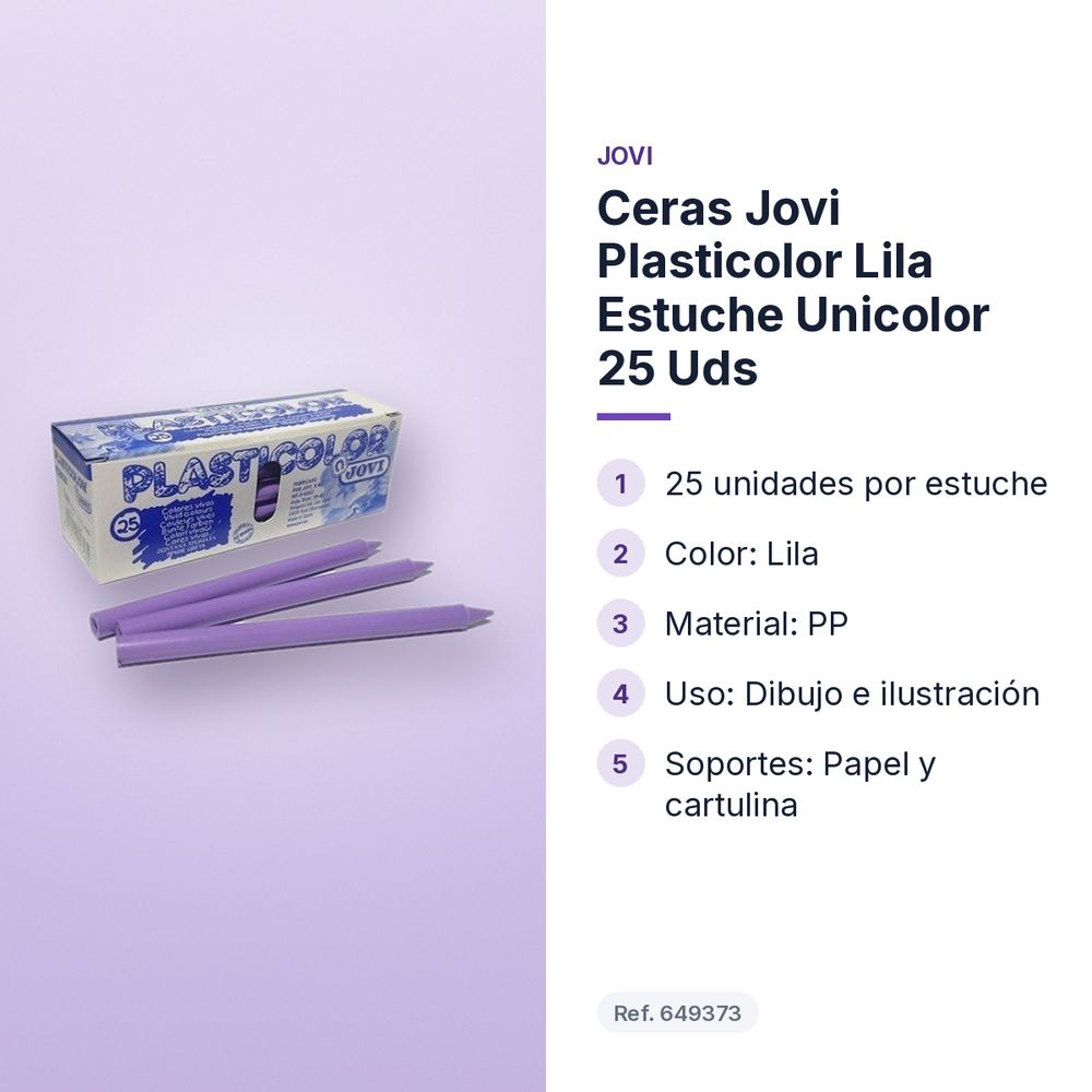 CERAS JOVI PLASTICOLOR LILA ESTUCHE UNICOLOR 25 UDS - características principales