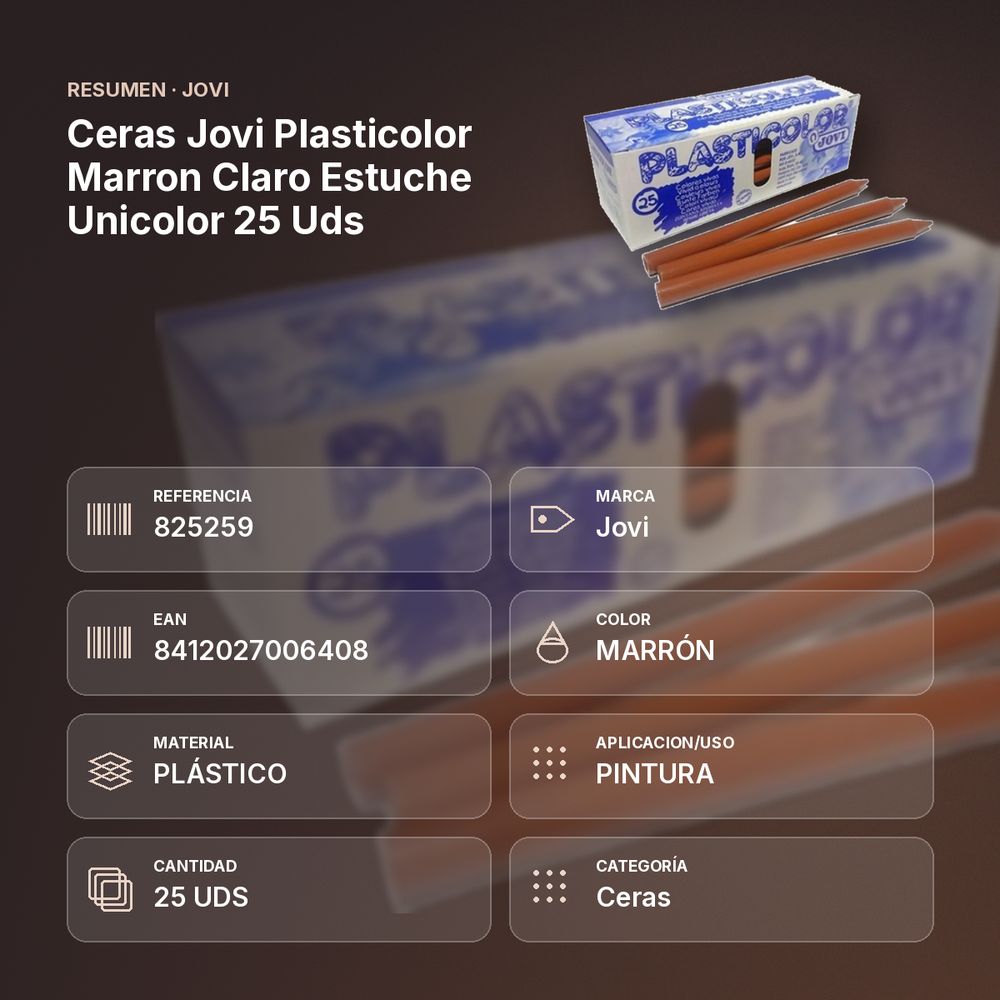 CERAS JOVI PLASTICOLOR MARRON CLARO ESTUCHE UNICOLOR 25 UDS  - resumen de atributos