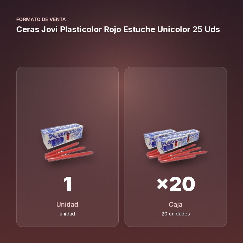 CERAS JOVI PLASTICOLOR ROJO ESTUCHE UNICOLOR 25 UDS  - formato de venta: caja de 20
