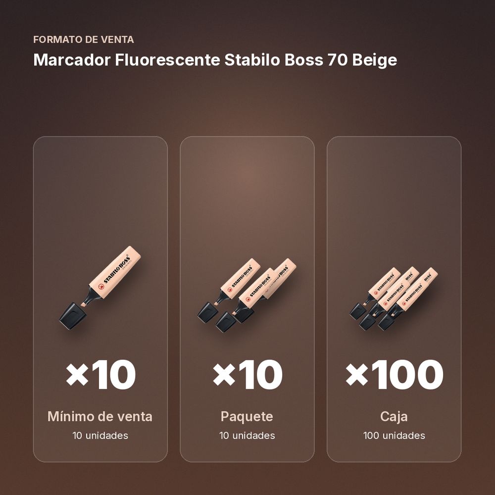 MARCADOR FLUORESCENTE STABILO BOSS 70 BEIGE - formato de venta: paquete de 10, caja de 100