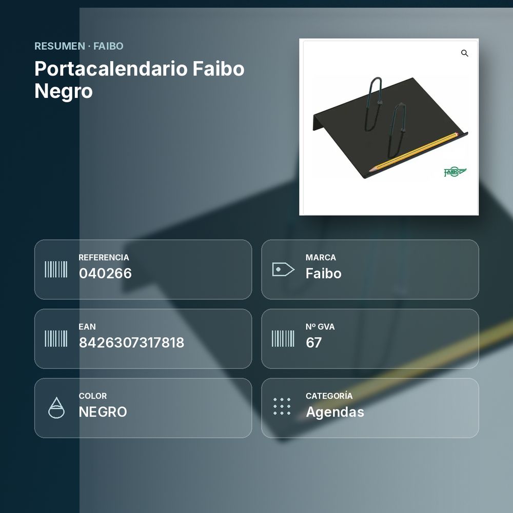 PORTACALENDARIO FAIBO NEGRO - resumen de atributos