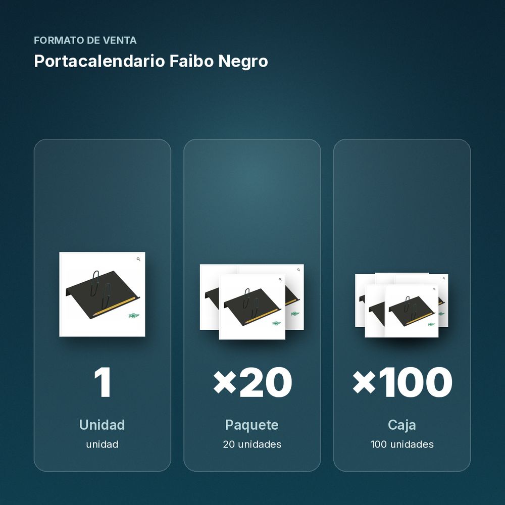 PORTACALENDARIO FAIBO NEGRO - formato de venta: paquete de 20, caja de 100