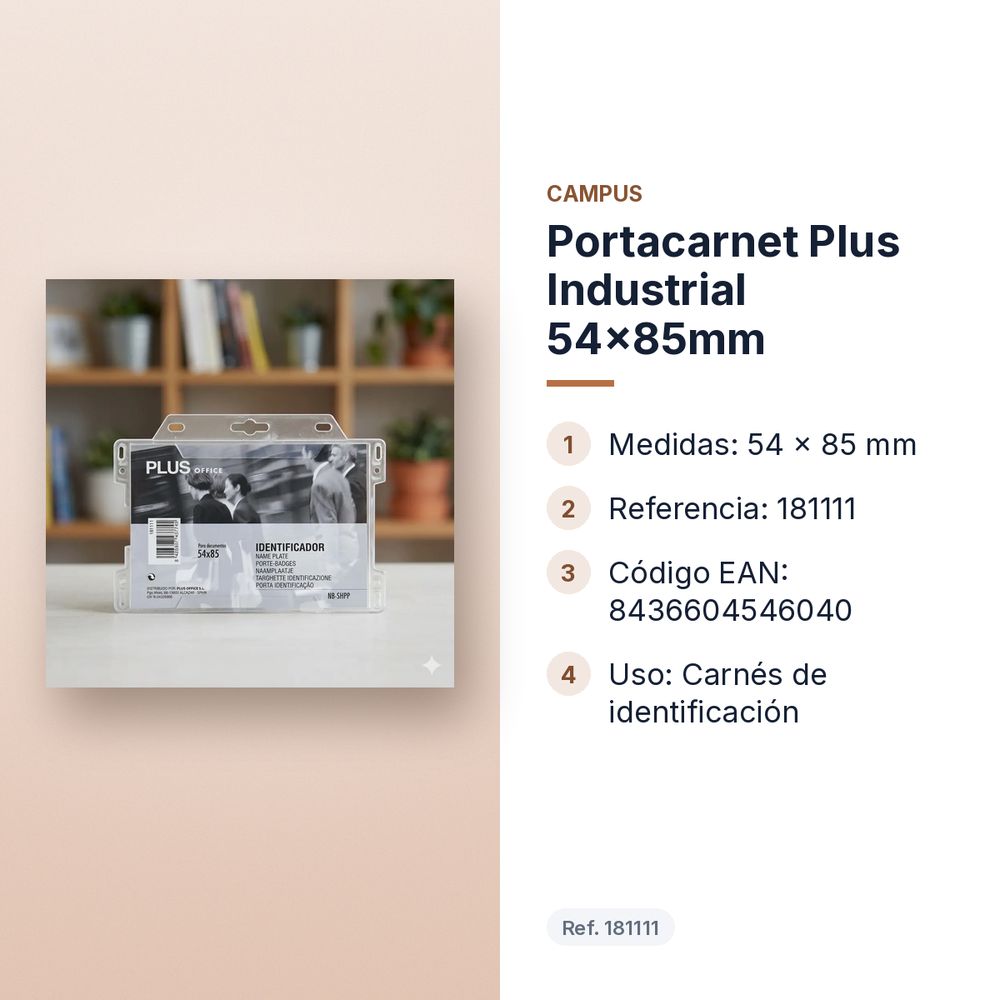 PORTACARNET PLUS INDUSTRIAL 54X85MM - características principales