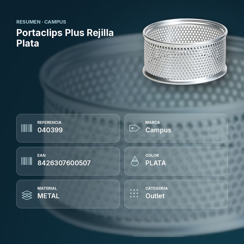 PORTACLIPS PLUS REJILLA PLATA - resumen de atributos