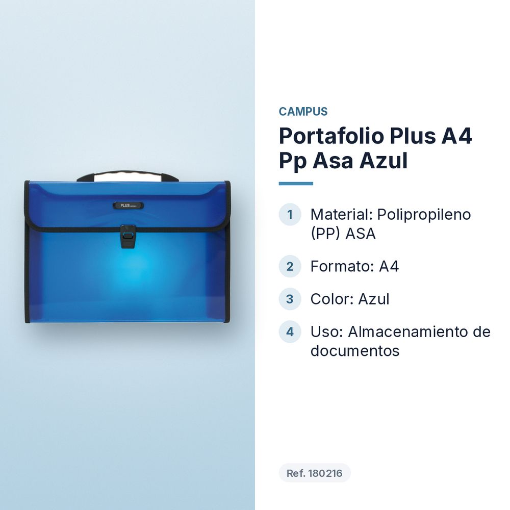 PORTAFOLIO PLUS A4 PP ASA AZUL - características principales