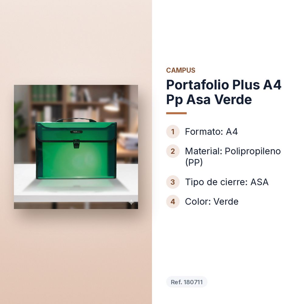 PORTAFOLIO PLUS A4 PP ASA VERDE - características principales