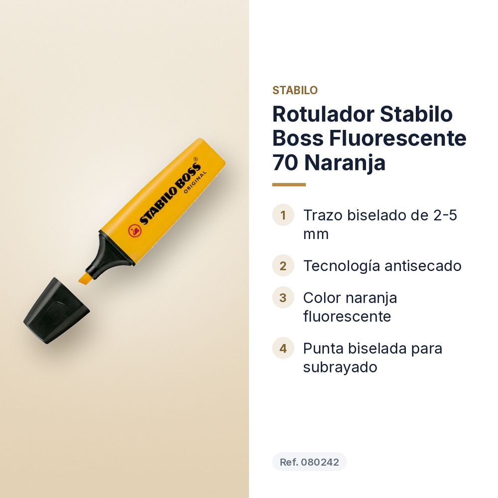 ROTULADOR STABILO BOSS FLUORESCENTE 70 NARANJA - características principales