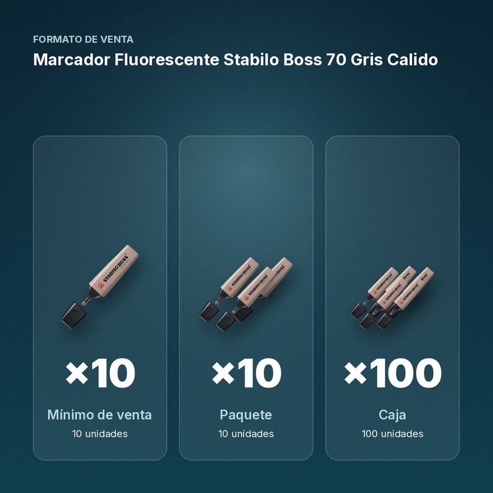 MARCADOR FLUORESCENTE STABILO BOSS 70 GRIS CALIDO - formato de venta: paquete de 10, caja de 100
