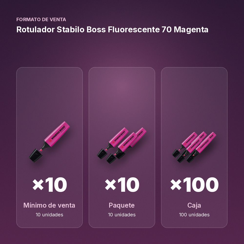 ROTULADOR STABILO BOSS FLUORESCENTE 70 MAGENTA - formato de venta: paquete de 10, caja de 100