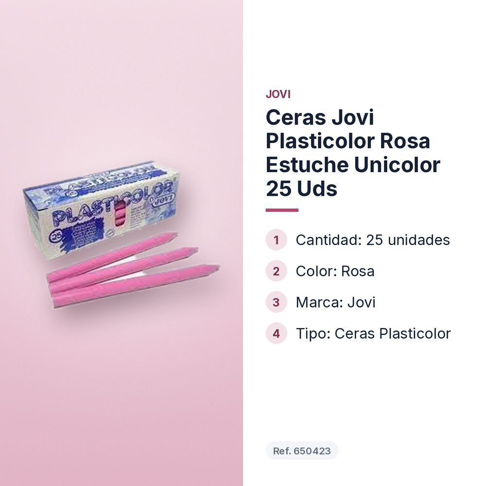 CERAS JOVI PLASTICOLOR ROSA ESTUCHE UNICOLOR 25 UDS - características principales