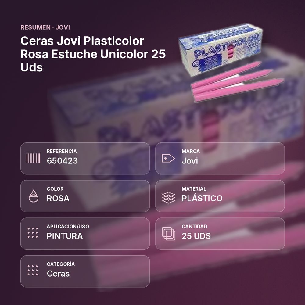 CERAS JOVI PLASTICOLOR ROSA ESTUCHE UNICOLOR 25 UDS - resumen de atributos