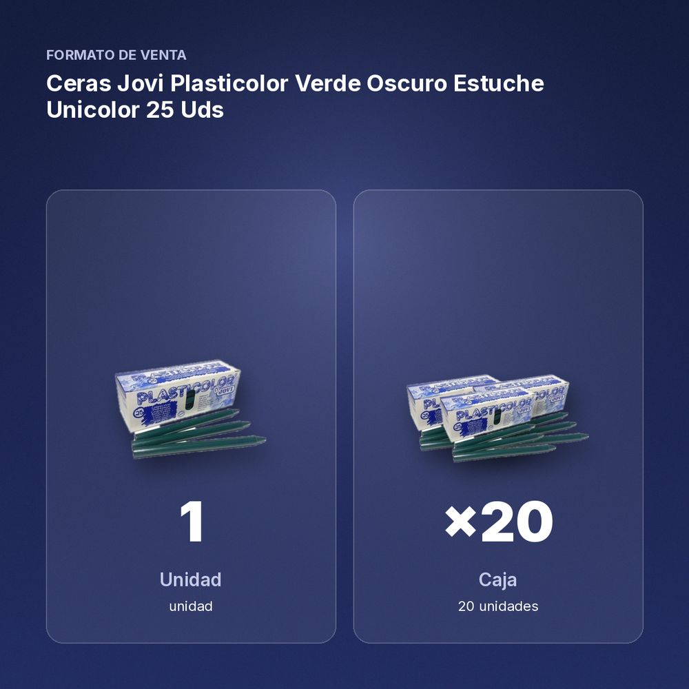 CERAS JOVI PLASTICOLOR VERDE OSCURO ESTUCHE UNICOLOR 25 UDS  - formato de venta: caja de 20