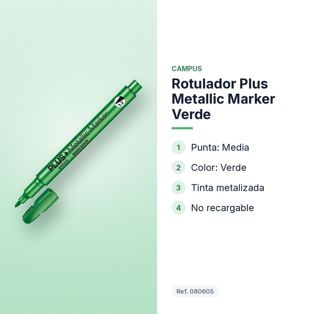 ROTULADOR PLUS METALLIC MARKER VERDE - características principales