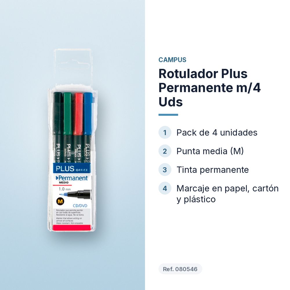ROTULADOR PLUS PERMANENTE M/4 UDS - características principales