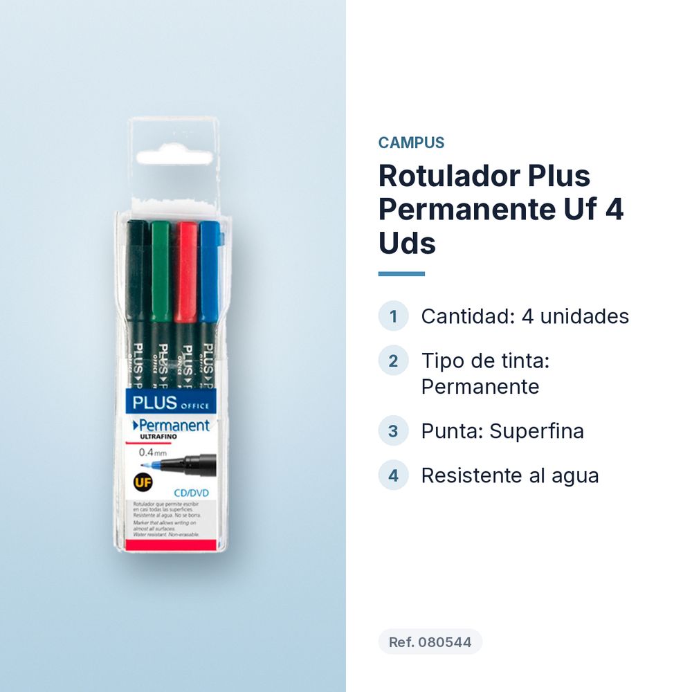 ROTULADOR PLUS PERMANENTE UF 4 UDS - características principales