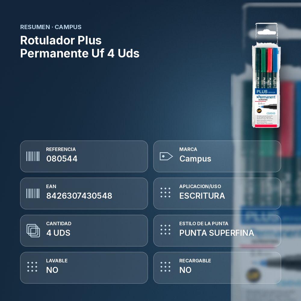 ROTULADOR PLUS PERMANENTE UF 4 UDS - resumen de atributos