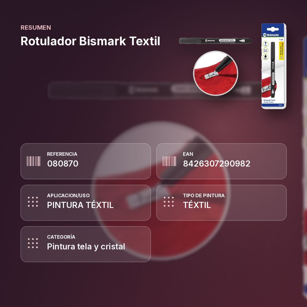 ROTULADOR BISMARK TEXTIL - resumen de atributos
