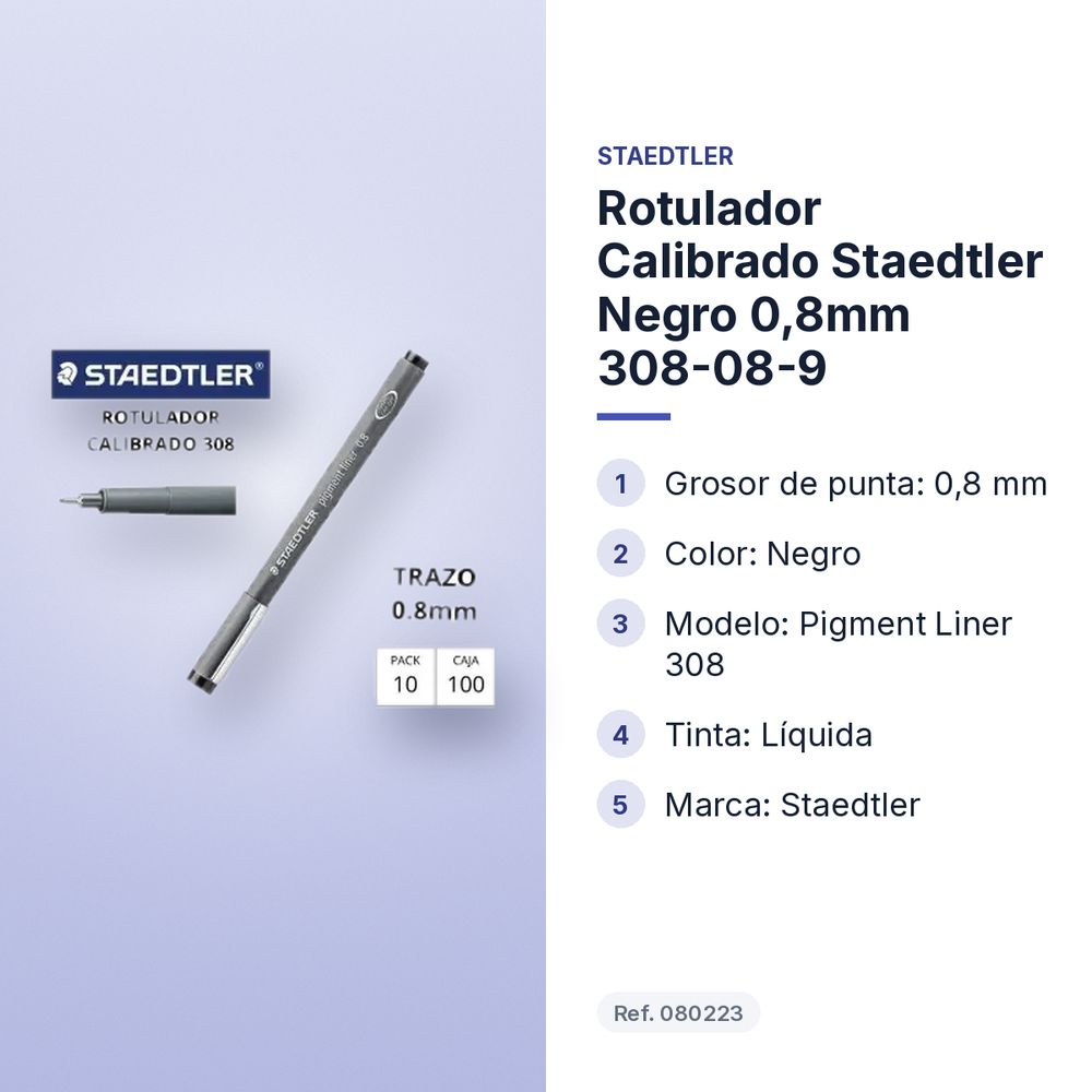 ROTULADOR CALIBRADO STAEDTLER NEGRO 0,8MM 308-08-9 - características principales