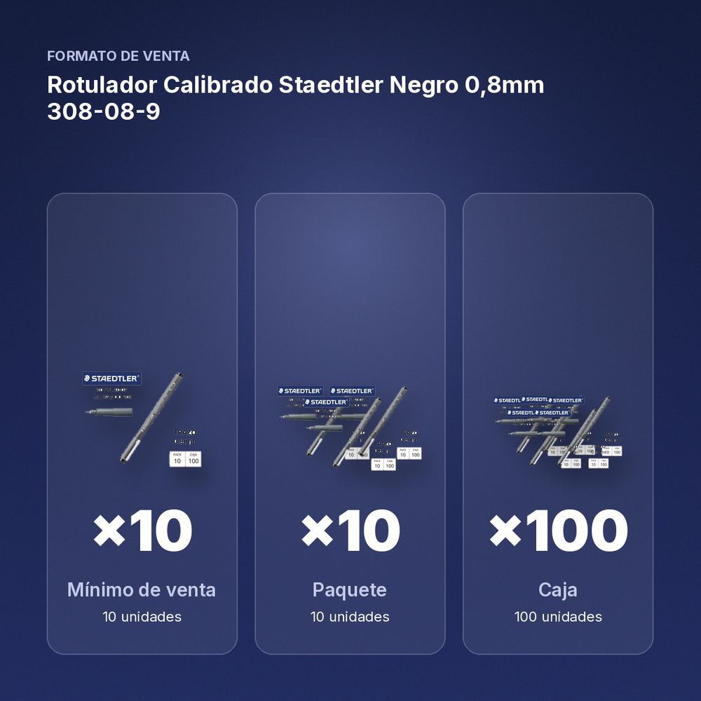 ROTULADOR CALIBRADO STAEDTLER NEGRO 0,8MM 308-08-9 - formato de venta: paquete de 10, caja de 100