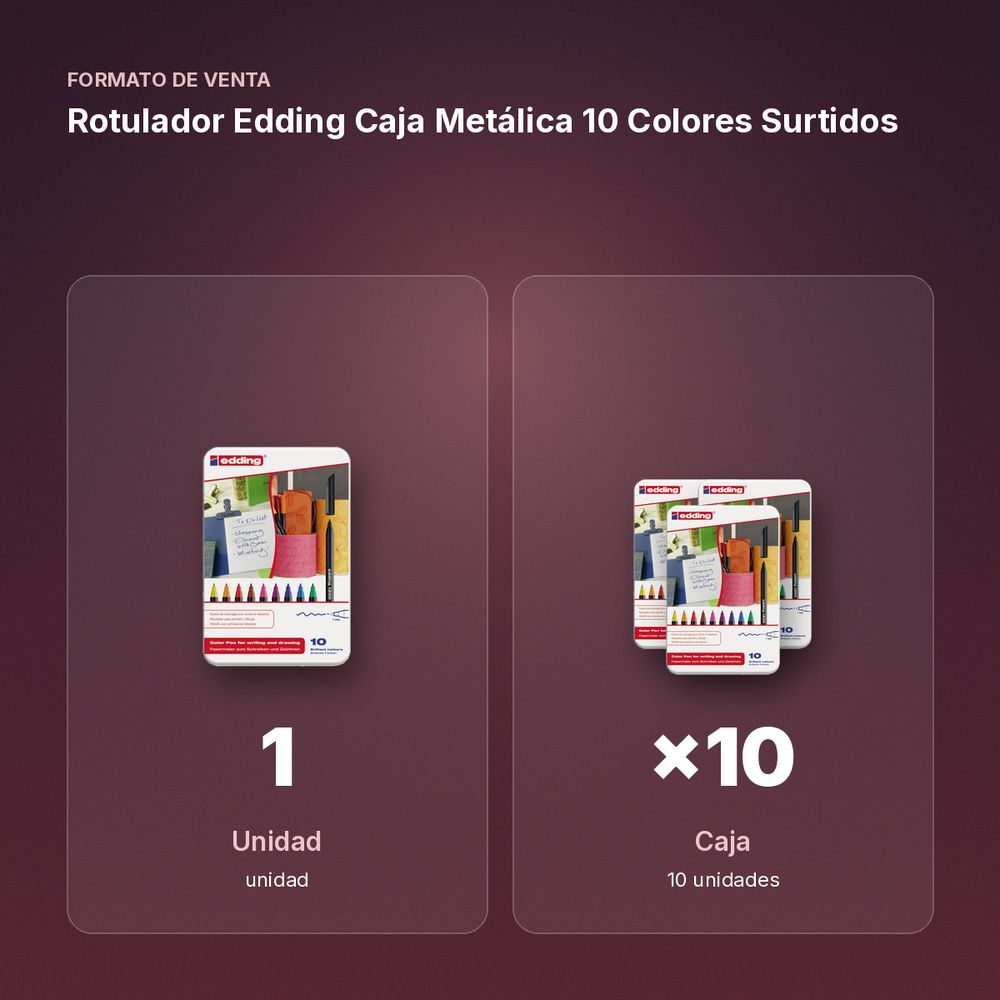 ROTULADOR EDDING CAJA METÁLICA 10 COLORES SURTIDOS - formato de venta: caja de 10