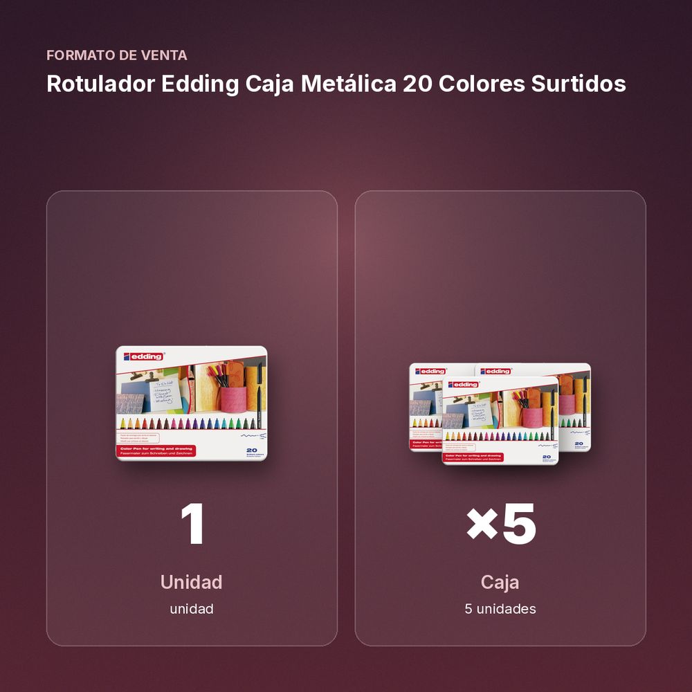 ROTULADOR EDDING CAJA METÁLICA 20 COLORES SURTIDOS - formato de venta: caja de 5