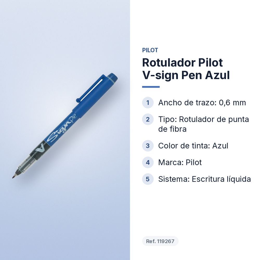 ROTULADOR PILOT V-SIGN PEN AZUL - características principales