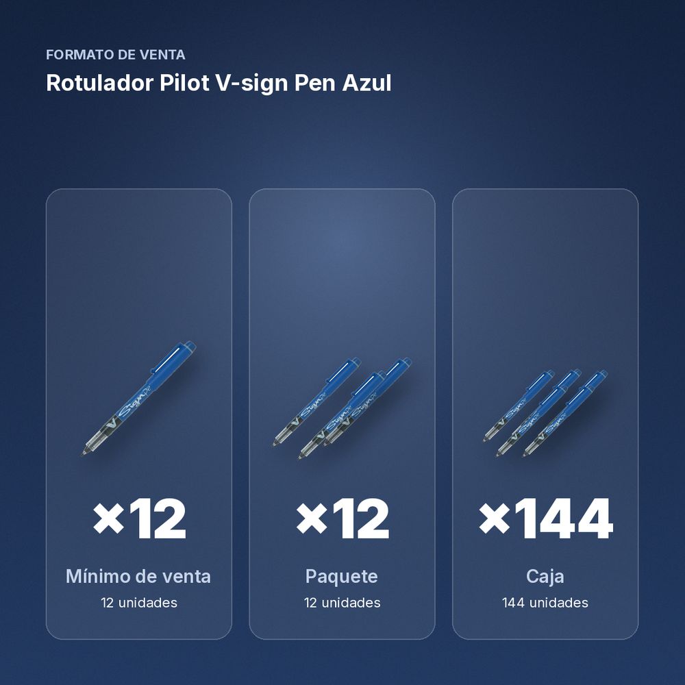 ROTULADOR PILOT V-SIGN PEN AZUL - formato de venta: paquete de 12, caja de 144