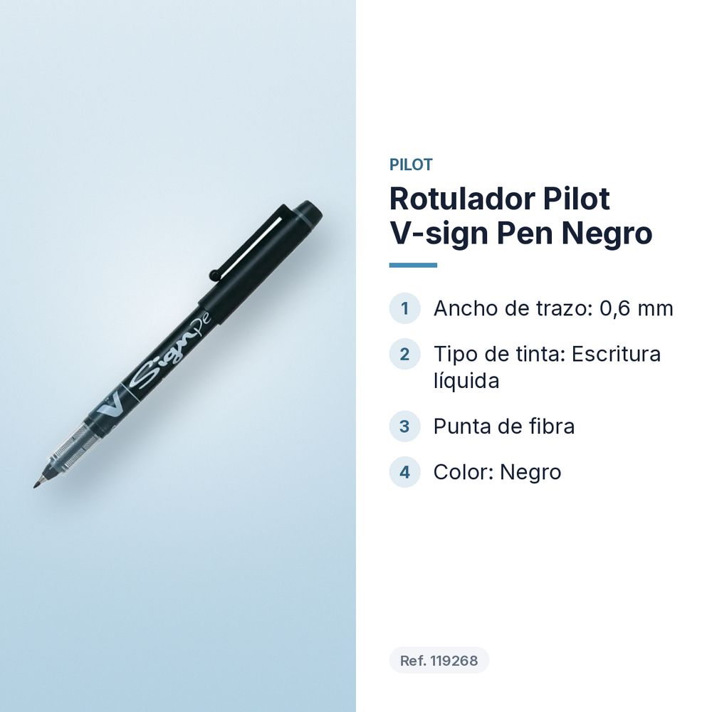 ROTULADOR PILOT V-SIGN PEN NEGRO - características principales