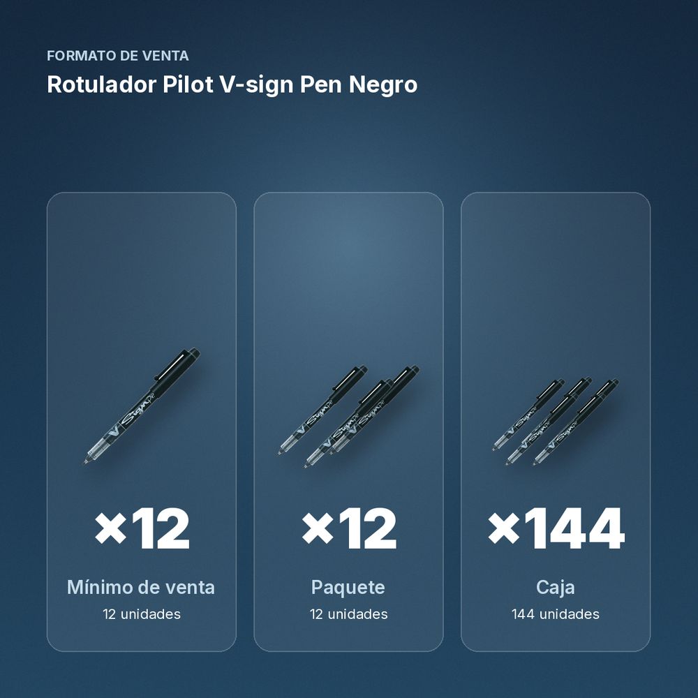 ROTULADOR PILOT V-SIGN PEN NEGRO - formato de venta: paquete de 12, caja de 144