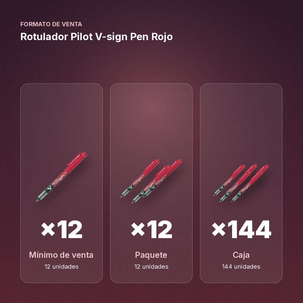 ROTULADOR PILOT V-SIGN PEN ROJO - formato de venta: paquete de 12, caja de 144