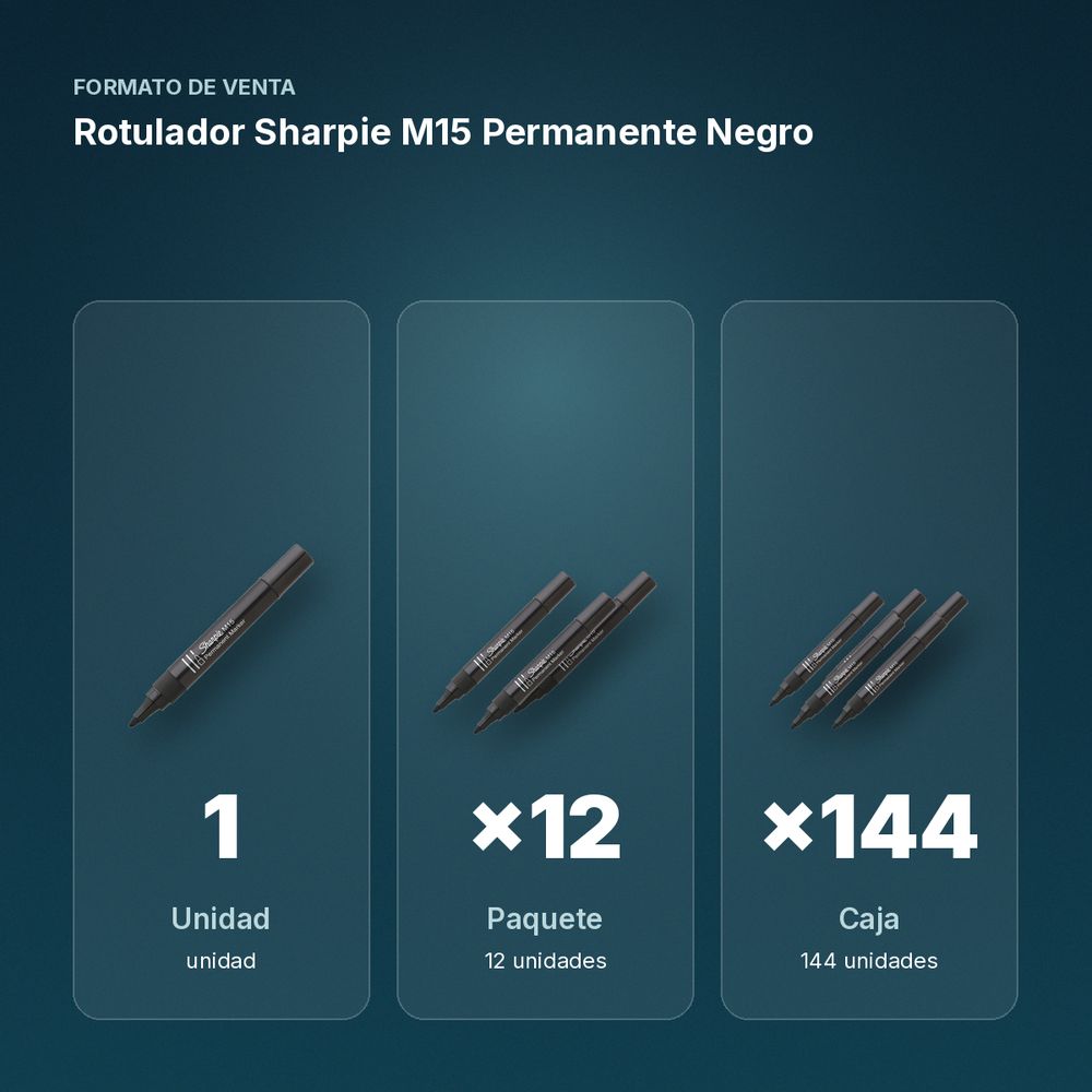 ROTULADOR SHARPIE M15 PERMANENTE NEGRO - formato de venta: paquete de 12, caja de 144