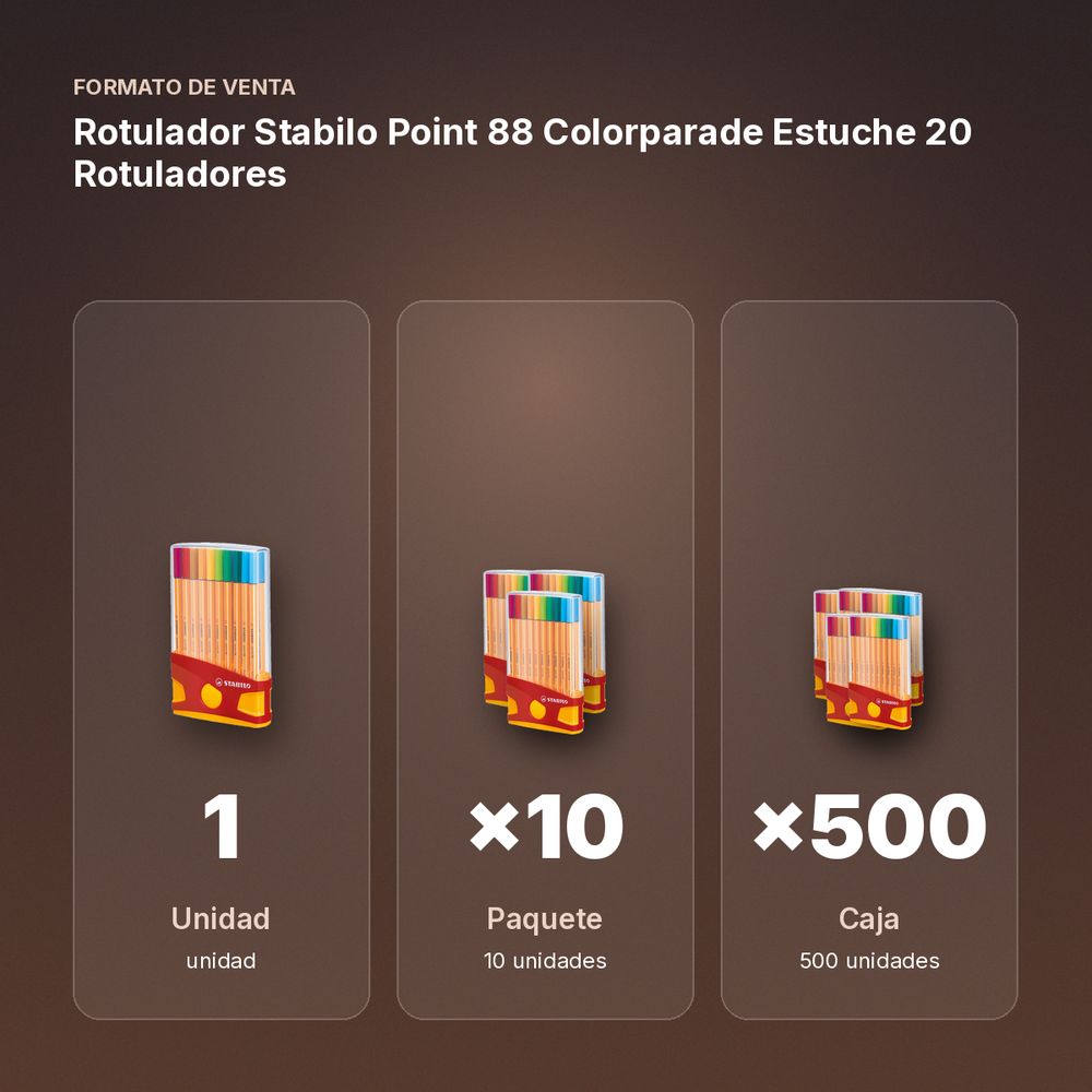 ROTULADOR STABILO POINT 88 COLORPARADE ESTUCHE 20 ROTULADORES - formato de venta: paquete de 10, caja de 500