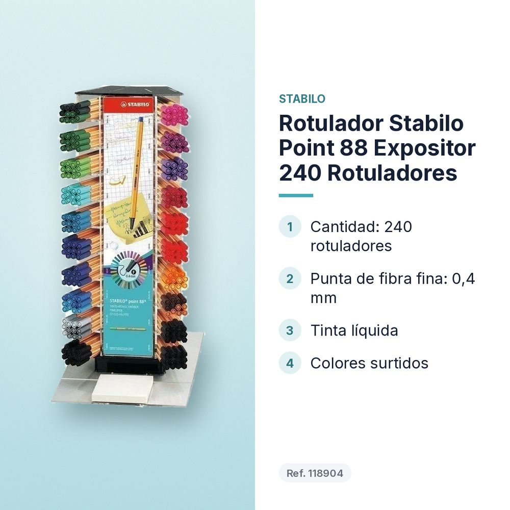 ROTULADOR STABILO POINT 88 EXPOSITOR 240 ROTULADORES - características principales