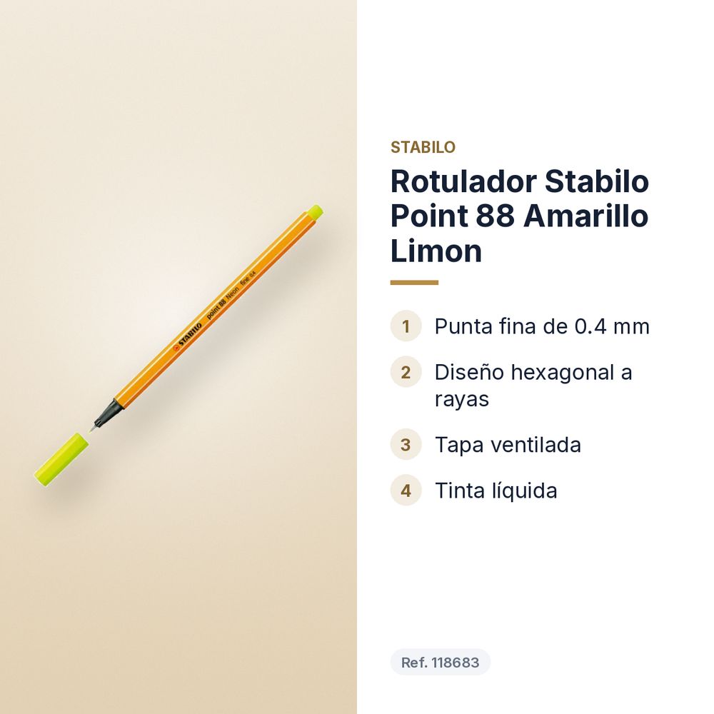 ROTULADOR STABILO POINT 88 AMARILLO LIMON - características principales