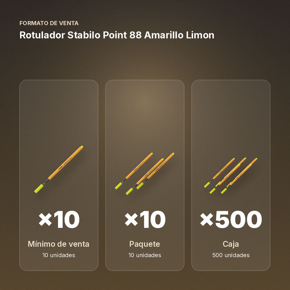 ROTULADOR STABILO POINT 88 AMARILLO LIMON - formato de venta: paquete de 10, caja de 500
