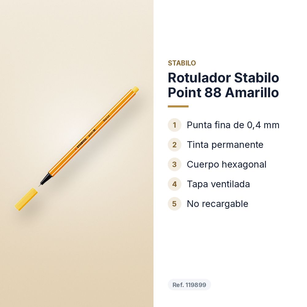 ROTULADOR STABILO POINT 88 AMARILLO - características principales