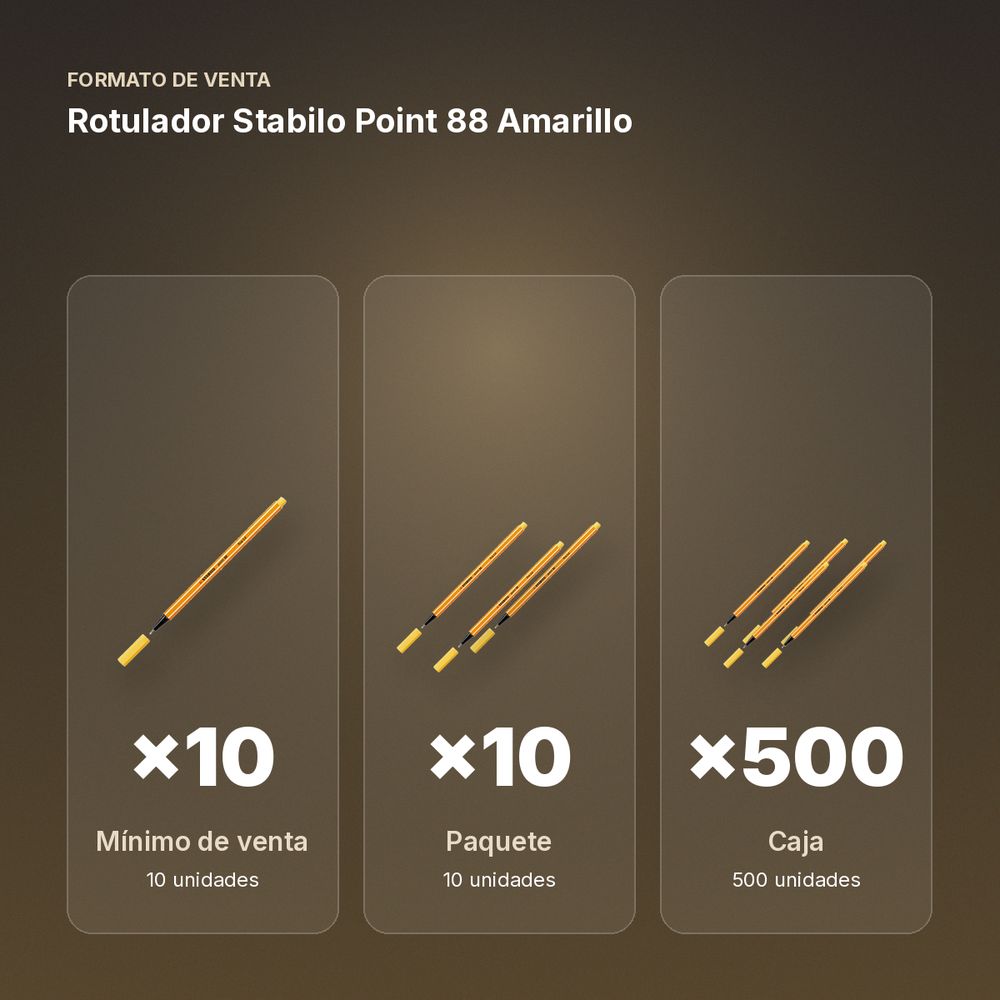 ROTULADOR STABILO POINT 88 AMARILLO - formato de venta: paquete de 10, caja de 500