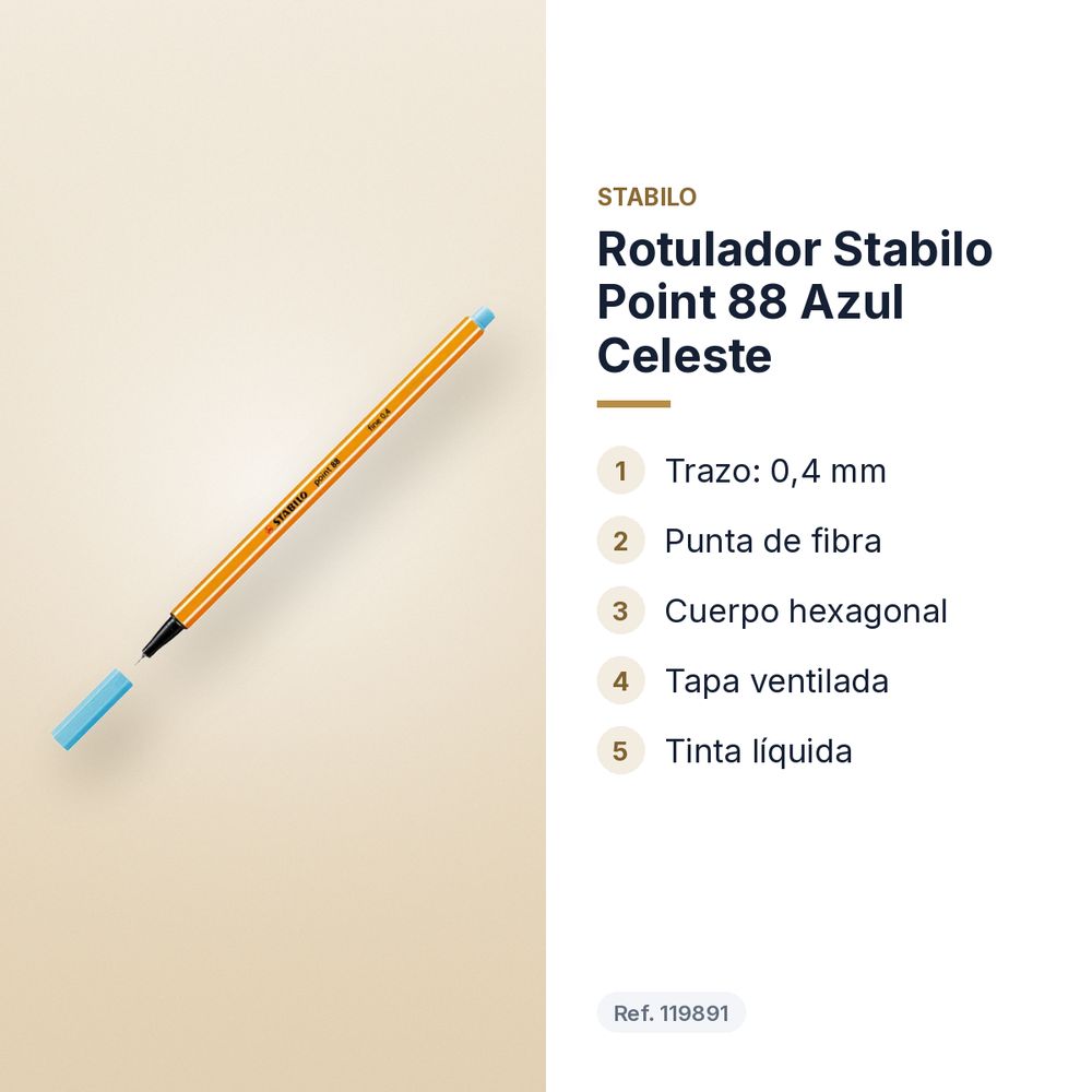ROTULADOR STABILO POINT 88 AZUL CELESTE  - características principales